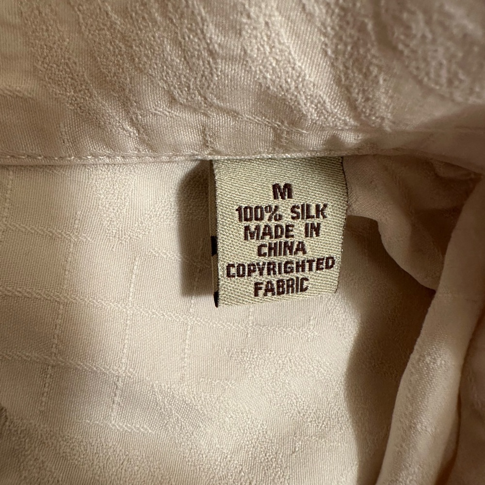 Tommy Bahama Men Camp Shirt Off White 100% Silk Foliage Pattern Size Medium - Picture 7 of 10
